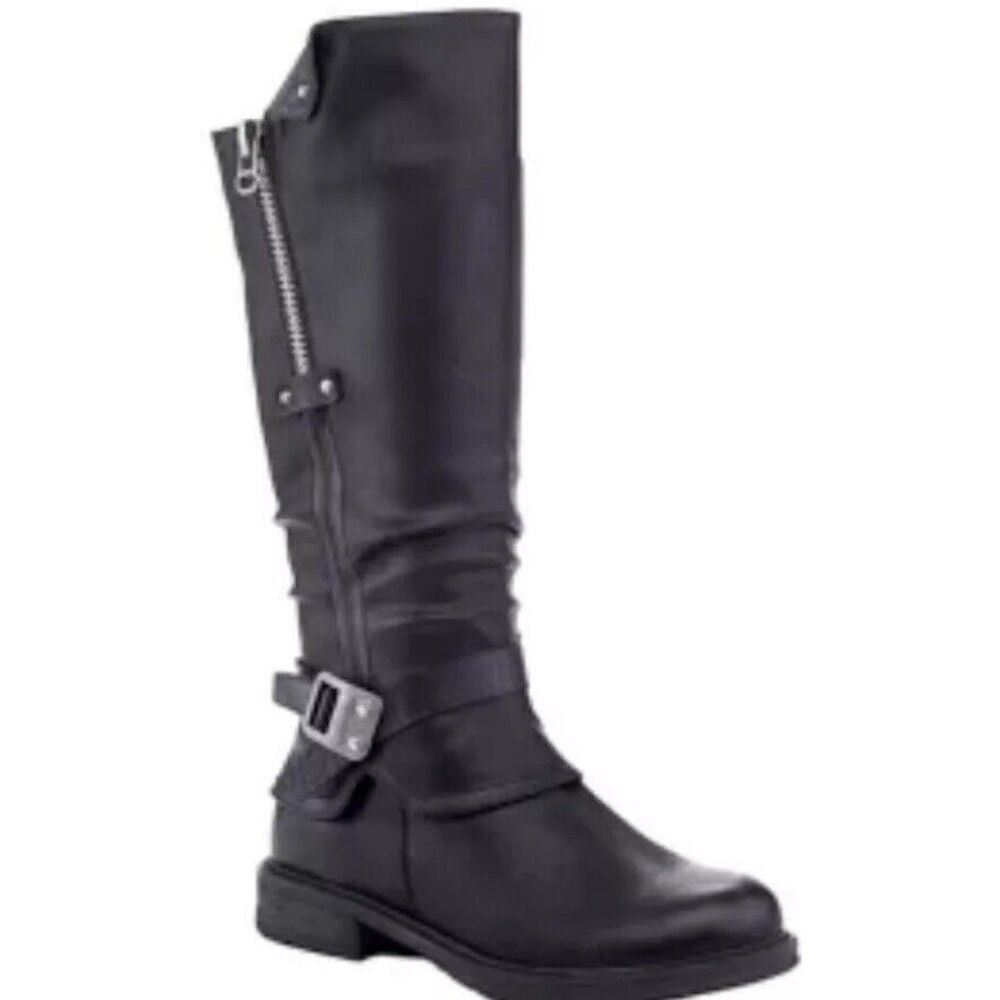 Eddie‎ Marx Extreme Women's Faux Leather Moto Boots Black Sz 10